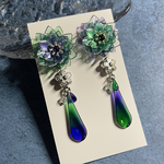 グラデ 芳月下美人 青紫×緑💜‪💚 揺れる ピアス イヤリング