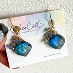 【一点物･再販不可】ブルーラブラドライト タンザナイト ブルージルコン ピアス イヤリング イヤーカフ