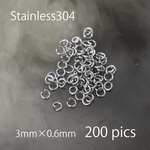 ステンレス304 金属アレルギー対応 丸カン 3mm×0.5mm 200個