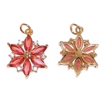 【1個】ジルコニア　クリスマスチャーム🎄豪華なレッドのフラワーで上品なチャーム🤶