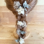 【G-9】 カスミソウ　かすみそう　あじさい　グリーン　ユーカリ　プリザーブドフラワー　ドライフラワー　ヘアアクセサリー　ヘアード　ヘッドドレス　結婚式　成人式　前撮り　可愛い　花　卒園式　入学式