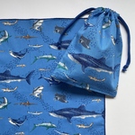 海の生き物　ブルー　巾着袋　