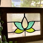 ステンドグラス※パネル※Flower枠ブラウン