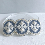 インド刺繍リボンヘアアクセサリー・バレッタ／ブルー        （6cm・8cm)