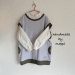 ★ドロップショルダーベスト★薄杢グレー×タータンチェック