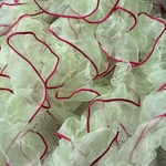 F28 カラフリル〉　フリル　バイカラー　アシメフリル　フリルリボン　フリル　リボン　りぼん　アシメ　バイカラーフリル　メイドインジャパン