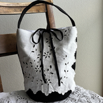 【aoba-2099様専用です】アンティーククロスとリネンの丸底バッグ