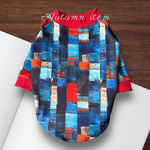 秋冬犬服☆裏起毛デニムパッチワーク柄ロンT