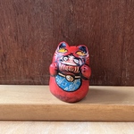 置物「招き猫 だるま食い」