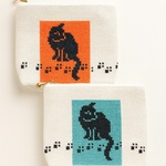 再販売★黒猫クロスステッチ刺繍のハンドメイドポーチ【送料込み】