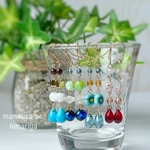 ミルフィオリ使用 ４粒ビーズのピアス(イヤリング)