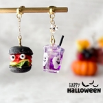 ハロウィンナイト☆バーガー＆ソーダ　ピアス/イヤリング　　　ミニチュア