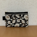 インド刺繍リボン　14センチファスナーポーチ　マチなし　