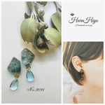 №2091 ❁¨̮ 天然石アパタイトのレジンピアス・イヤリング