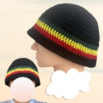 クラッシャーハット　クロシェハット　バケハ　ビーニー　コットン混　ラスタカラー　レゲエ　