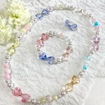 リボンいっぱいのネックレス　ブレスレット　リングセット　子供用