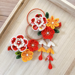 ちりめん つまみ細工 ベビークリップ　七五三  ヘアアクセサリー  髪飾り   お食い初め ひな祭り 浴衣 和装   初節句 お宮参り 夏祭り ひなまつり 箱入り2点セット