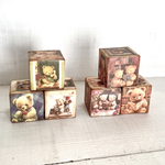 レトロなクマさんのウッドブロック 3個入り