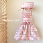 リニューアル☆北欧風モダンチェック☆　こどもエプロン&三角巾　（ピンク）【90〜100cm.100~110cm.110~120cm.120~130cm.130~140cm.140~150cm】