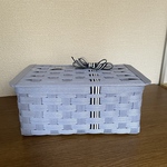 【送料込み】(受注製作)⑥マスクケース  ブルー×リボン　クラフトバンド