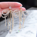 #1 ビーズ リボン チェーン ｜韓国 ウェディング お呼ばれ デート ピアス（イヤリング）