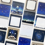 星と月と天体柄のリング綴じミニメモ帳
