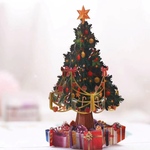 【クリスマス限定】立体クリスマスカード Xmas グリーティングカード　ポップアップカード　飛び出す　クリスマスツリー　プレゼント　星　ベル　リボン　ギフト　贈り物　おしゃれ　かわいい
