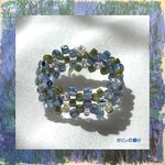 モネ青い睡蓮②｜全体をイメージしたビーズリング｜水色 カラフル 太めリング ビーズアクセサリー