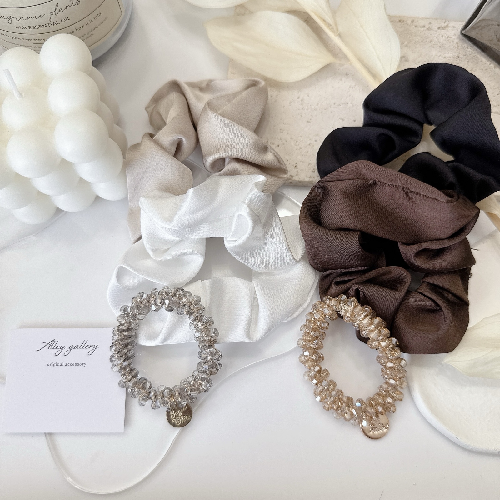 シュシュ ビーズヘアゴム ３点セット