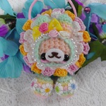 choco様オーダー品★花ポン玉付バラパールうさぎのヘアゴム