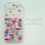 iPhone5、5S、SE用 ペイントとスパンコールのiPhoneケース  - utopia -