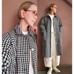 長さ選べる❤️着心地軽いギンガムコート❤️個性的な高見え素材❤️カジュアル＆モード❤️伸縮性ギンガムチェック