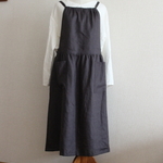 riumirumi様オーダー品　LINEN　エプロンワンピース（Ｍ～Ｌ）