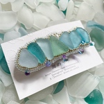 人魚の雫シーグラスバレッタ（夜明け前の渚）