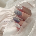 no.229 クリスタルバブル💎🫧　宝石ネイル　フラッシュネイル　マグネットネイル　ハート　うるうる　ぷっくり　夏ネイル　ブルーネイル