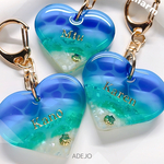 海グラデーション♡水面模様♡海色チャーム♡キーホルダー♡キーリング♡ラウンド♡