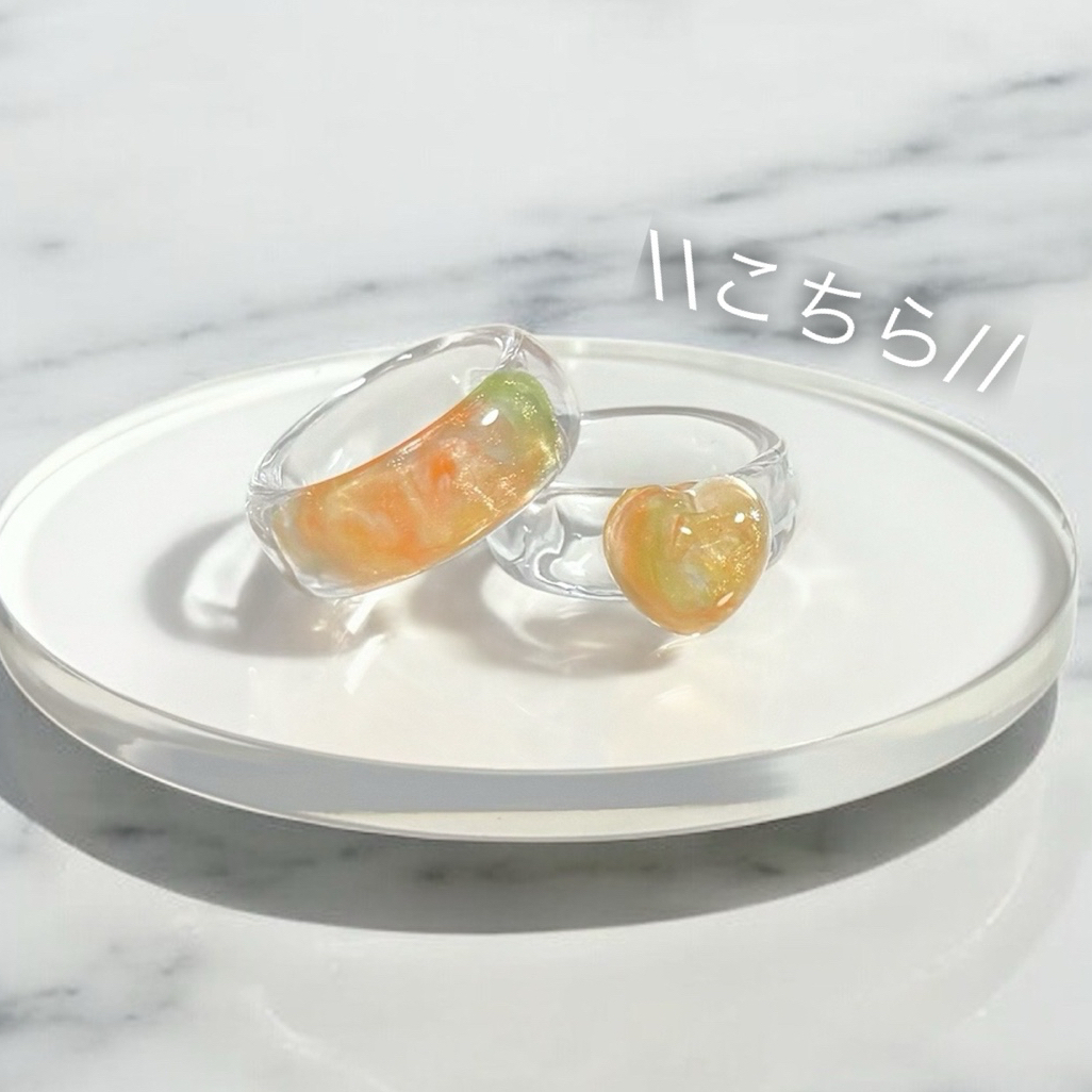 クリアリング 指輪 レジン ホロ 天然石 No.53 Water ハンドメイド