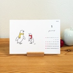 2026年　カレンダー【木製スタンド付】送料無料＊卓上カレンダー 