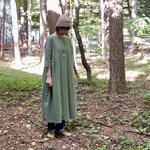 ★秋冬の【120】ギャザーワンピース　ライトオリーブ【受注製作】