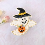 ハロウィンの魔法を纏う『オバケちゃんの夢見ブローチ』/ B　ビーズ刺繍ブローチ　バッグチャーム　ハロウィン　ハロウィンパーティー　ご褒美　プレゼント　