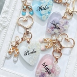 【Ballet 名入れ】バレエキーホルダー　バレエシューズ　お名前入れ　おしゃれ　プチギフト　ドライフラワー　プレゼント　霞草　レジン　花束