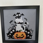 Halloween cats🎃🐈‍⬛クロスステッチ刺繍額