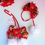🎅💖 Magical Tweed Christmas Pompon 🎅🎄単品orセット選べます🧑‍🎄ペット用カチューシャ🎀チョーカー🎀セット💖