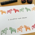 年賀状 2026【午年】ダーラナホース はんこ ２点セット　クリスマス
