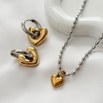 【在庫限り】サージカルステンレス  316L  つけっぱなし ハート ネックレス  ゴールド   シルバー  バイカラー  ボールチェーン ステンレスネックレス .  シンプル 金属アレルギー対応