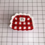 スカラップフリルのチェックポーチ【レッド】