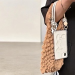 Silver Leather Hand Strap - レザースマホハンドストラップ - スマホストラップ ハンドストラップ スマホショルダー スマホアクセサリー スマホケース コインケース ポーチ 