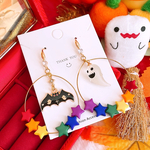 新作❣️ハロウィン🍭🎃🧙‍♀️🐈‍⬛  オバケ👻 コウモリ🦇asymmetry 星✩.*˚ハンドメイド ピアス イヤリング レディース アクセサリー