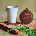 秋色にゃんもないとの刺繍コースター　ブラウン5個セット