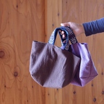 【秋限定】こぎん刺しコットンリネン秋色食パンバッグ【ランチバック☺︎刺繍】サブバッグ